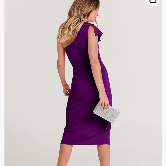 Purple One Shoulder Cocktail Dress - Picture 2 of 6